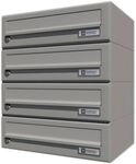 JU Hausbrieffachanlage 4-teilig, 375 x 440 x 280 mm, Stahl grau RAL 9007