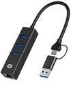 Conceptronic DONN07BA USB-C to Gigabit Network Adapter with 3-Port USB Hub USB-A x 3