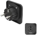 Hama Reiseadapter Typ E und F, 3-polig, universal, Welt nach Europa, Schwarz
