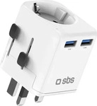 SBS TEADAPTEUGND, SBS Universal-Reiseadapter Welt, 2x USB-A, 12W