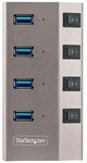 StarTech.com 4-Port Self-Powered USB-C Hub with Individual On/Off Switches, USB 3.0
