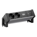 BACHMANN DESK2 ALU BLACK 2xCEE7/3, 1xUSB C/C 65W L=0,2m