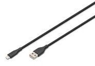 DIGITUS USB Silicone charging cable USB-A - Lightning 1m 2.0 12W black - Kabel -