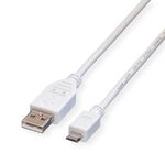 VALUE USB 2.0 Kabel, USB A ST - Micro USB B ST, wei&szlig;, 0,15 m