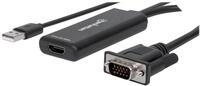 Manhattan VGA and USB-A to HDMI Converter, Analog VGA Video and USB Audio to Digital