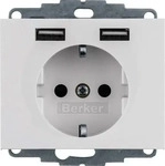 BERKER 48037009, Berker SSD MIT 2X USB 2,4 A PWS GL&Auml;NZ / BERKER 48037009 K.1