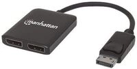 Manhattan DisplayPort 1.2 to 2-Port DisplayPort 1.2 Splitter Hub with MST, 4K@30Hz,