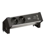 BACHMANN DESK2 ALU BLACK 2x Schutzkontakt 1x USB-Charger