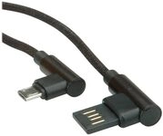ROLINE USB-Kabel - USB (M) 90&deg; abgeschr&auml;gt, umkehrbar zu Micro-USB Typ B (M)