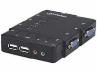 MANHATTAN 151269, Manhattan KVM Switch Compact 4-Port, 4x USB-A, Cables included,