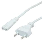 VALUE Netzkabel Euro-Flachstecker auf C7, 2polig, wei&szlig;, 3 m