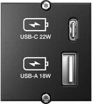 BACHMANN Keystone Modul USB Doppelcharger 1xUSB-A, 1xUSB-C max. 22W