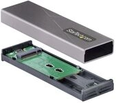 StarTech.com USB-C 10Gbps to M.2 NVMe or M.2 SATA SSD Enclosure, Tool-free M.2