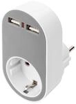 DIGITUS Universal Steckdosenadapter mit 2 x USB-A