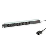 ROLINE 19-Zoll-Steckdosenleiste 8fach C13 + C20-Stecker, Aluminium, 2 m