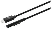 Manhattan USB-C to Surface Connect Cable, 1.8m, Male to Male. 15V/3A, Black, Lifetime