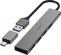 Hama USB-Hub 200141 USB-Hub, 4 Ports, 5 Gbit/s, +USB-C