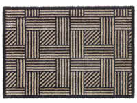 SCHÖNER WOHNEN Manhattan Fußmatte - Streifengitter beige-anthrazit - 50x70 cm