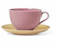 Lyngby Porcelaen Rhombe Color Teetasse mit Untertasse - rosa/beige - 390 ml -...