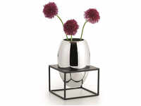 Philippi Solero Vase im Ständer L - silber-schwarz - 14x14x21x cm 240026