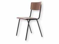 Jan Kurtz ZERO Stuhl mit Sitzfläche aus Echtholzfurnier - schwarz/nussbaum matt -