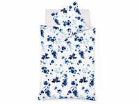 fleuresse Provence Cassis Bettwäsche-Set im Leinen-Mix - blau - 155x200 / 80x80 cm