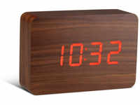 Gingko Brick Click Clock Walnut Wecker - Holzoptik - walnut / LED rot -...