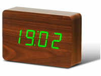 Gingko Brick Click Clock Walnut Wecker - Holzoptik - walnut / LED grün -...