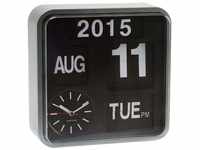 Karlsson Mini Flip Uhr mit Kalender - Gehäuse silber - schwarzes Ziffernblatt - 24,5