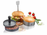 GEFU BBQ Burger-Set 3-teilig - silberfarben - Presse Ø 11,8 - Höhe 9,3 + Ring...