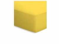 schlafgut 15001 Mako-Jersey Spannbettlaken - gelb - 140-160x200 cm