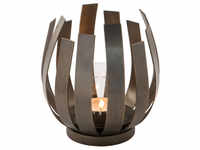 Fink Living Fink Orfea Windlicht mit Glas - antik bronze - Höhe 20 cm - Ø 18,5 cm