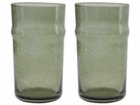 House Doctor Rain Trinkglas 2er-Set - grün - 2er-Set à Ø 7,8 cm - Höhe 14 cm