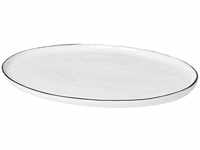 4er Spar-Set | Broste Copenhagen Salt Platten oval - white w-black rim - 4 Stück à
