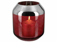 Fink Living Fink Smilla Teelichthalter - rot, silberfarben - Höhe 20,6 cm - Ø 18,5
