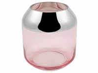 Fink Living Fink Smilla Teelichthalter - rosa, silberfarben - Höhe 20,6 cm - Ø 18,5