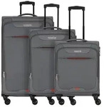 American Tourister Street Roll 4 Rollen Kofferset 3-teilig mit Dehnfalte grau