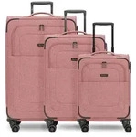 Redolz Essentials 12 THREE SET 4 Rollen Kofferset 3-teilig mit Dehnfalte rosa