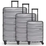 Bergpfeil Travel 4-Rollen Kofferset 3-tlg. mit Dehnfalte silberfarben