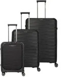 Travelite Mooby 4 Rollen Kofferset 3-teilig mit Dehnfalte schwarz