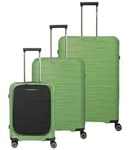 Travelite Mooby 4 Rollen Kofferset 3-teilig mit Dehnfalte gr&uuml;n