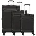 d&n Travel Line 9504 4 Rollen Kofferset 3-teilig mit Dehnfalte schwarz