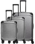 Travelite Millennium 4 Rollen Kofferset 3-teilig mit Dehnfalte silberfarben