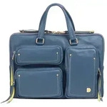 DuDu Pocket Aktentasche Leder 36 cm Laptopfach blau
