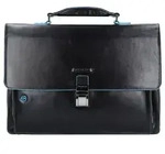 Piquadro Blue Square Aktentasche II Leder 40 cm Laptopfach schwarz