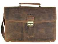 Greenburry Vintage Aktentasche Leder 40 cm Laptopfach braun