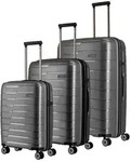 Travelite Air Base 4 Rollen Kofferset 3-teilig mit Dehnfalte grau
