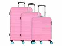 American Tourister Wavestream 4 Rollen Kofferset 3-teilig pink-turquoise