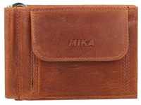 Mika Geldbörse RFID Leder 11 cm mit Geldscheinklammer braun