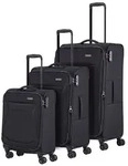 Travelite Chios 4 Rollen Kofferset 3-teilig mit Dehnfalte schwarz